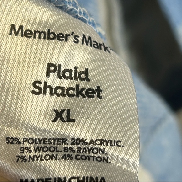 Members Mark Women's Blue and White Checkered Utility Shacket XL Soft Cozy - Picture 9 of 12